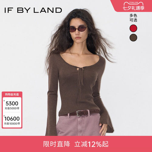 IF BY LAND设计师品牌25年秋季新款假系带蝴蝶结绵羊毛上衣女