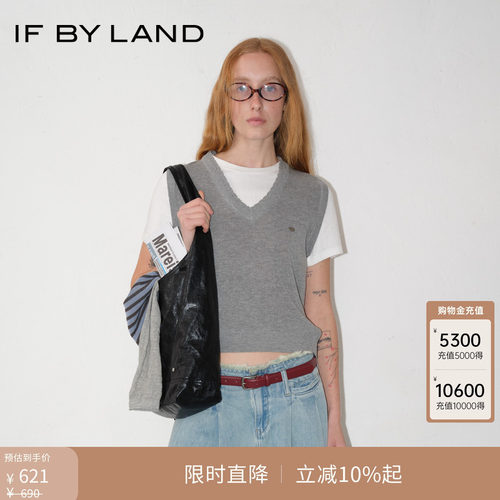 IFBYLAND撞色假两件针织T恤