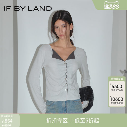 IFBYLAND褶皱多粒扣开衫