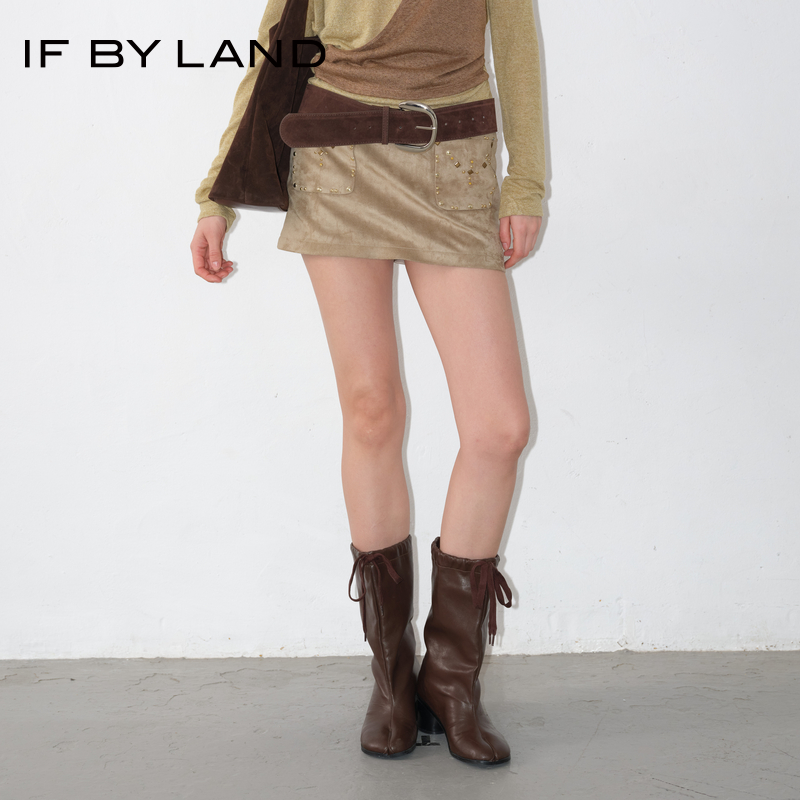 IFBYLAND金属仿麂皮半身短裙