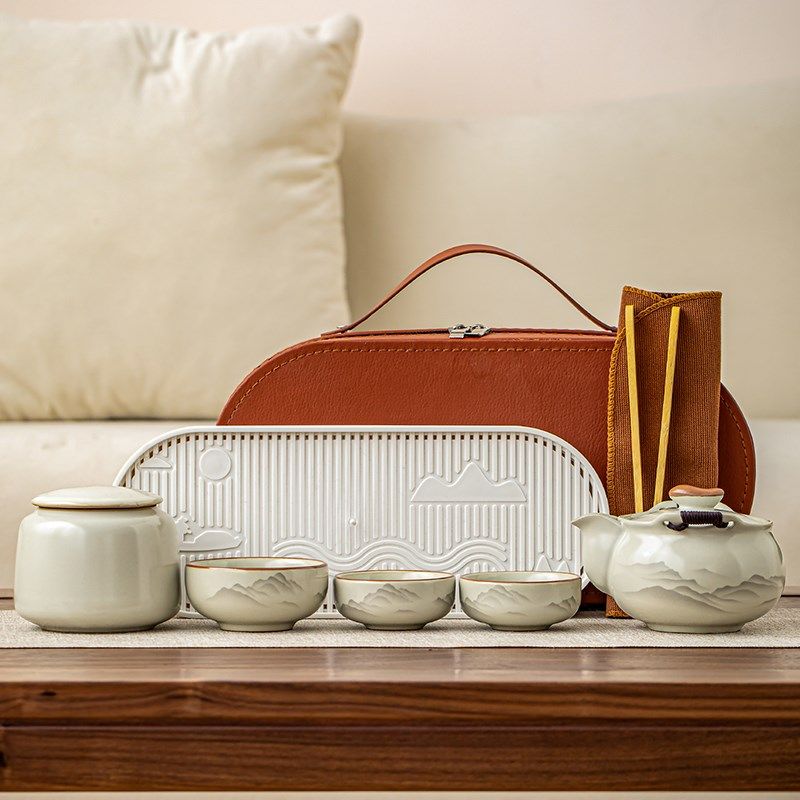汝窑旅行茶具套组2025t新款家用高档陶瓷功夫茶壶茶杯可携式收纳,餐饮具,旅行茶具,淘宝优惠券,粉丝福利购,淘宝优惠卷