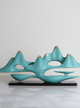 客厅玄关摆设样板房配饰假山工艺品雕G塑酒店艺术品招财装饰品摆