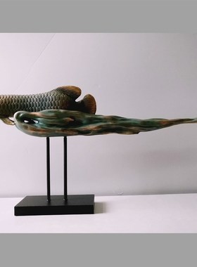 现货工艺品金龙鱼新中式酒店会所N玄关摆件家居饰品