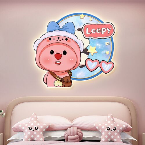 loopy露比儿童房装饰画女孩房A床头画led壁灯卧室公主房间背景挂