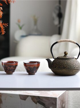 家居软装新中式茶室Z98860摆茶壶装饰柜件茶P板房博架古艺术铁壶