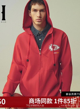 SEASON HIGH男装25新款NFL联名堪萨斯城酋长队本命年红色连帽卫衣