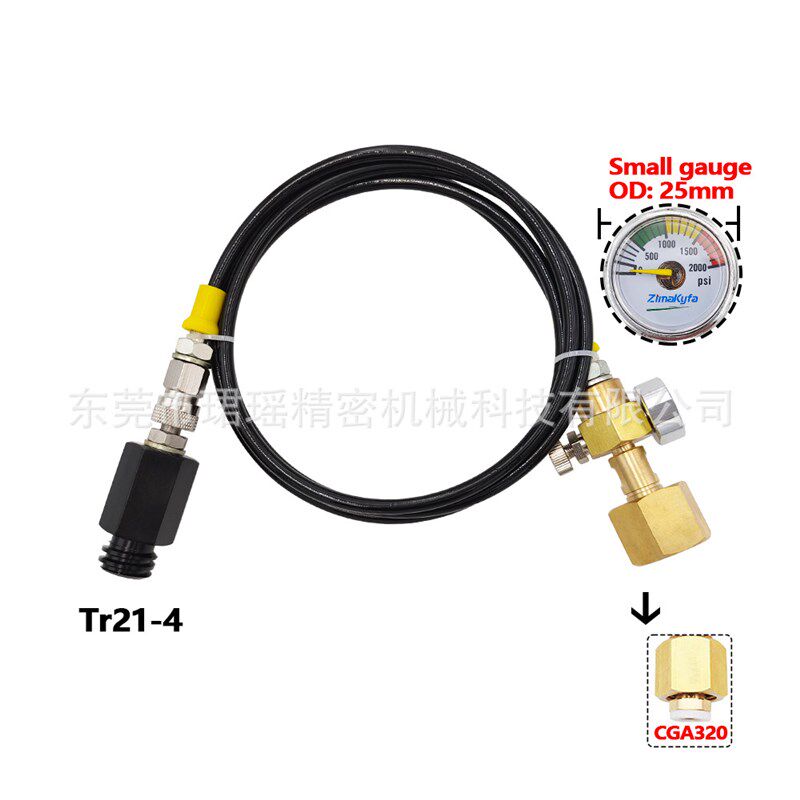 跨境Sodastream苏r打气泡水机接二氧化碳大瓶过气管2000psi压力表