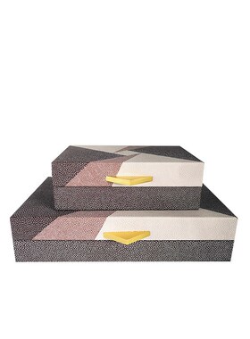 现代简约家居摆件软装工s艺品皮质轻奢首饰盒茶几玄关收纳盒子摆