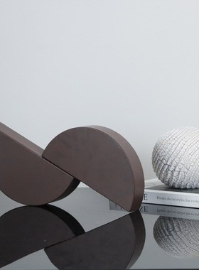 现代简约铁艺双半圆摆件客厅样板房桌面书房摆件时Z尚软装饰品