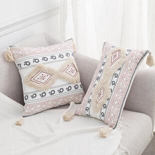 抱枕沙发靠垫北欧客厅靠q枕ins套风民宿床头流苏飘窗腰簇绒45靠背