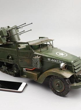二战美式装甲战车卡车越野车模型复古手工艺酒吧V橱窗装饰品摆件