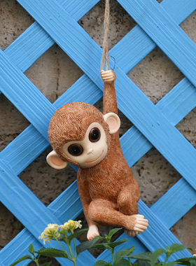 庭院装饰 户外花园 小院子树上装饰小摆件 树脂创意Y彷真猴子摆件