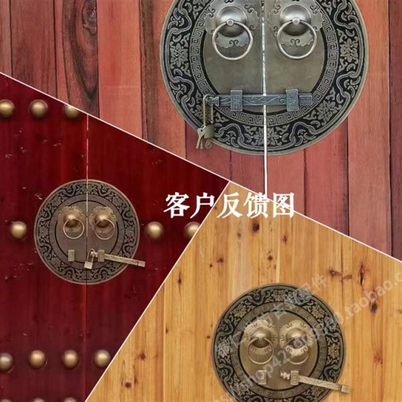 仿古大门铜拉手门环新中式古y典圆形木门把手拉环老式门栓插销门