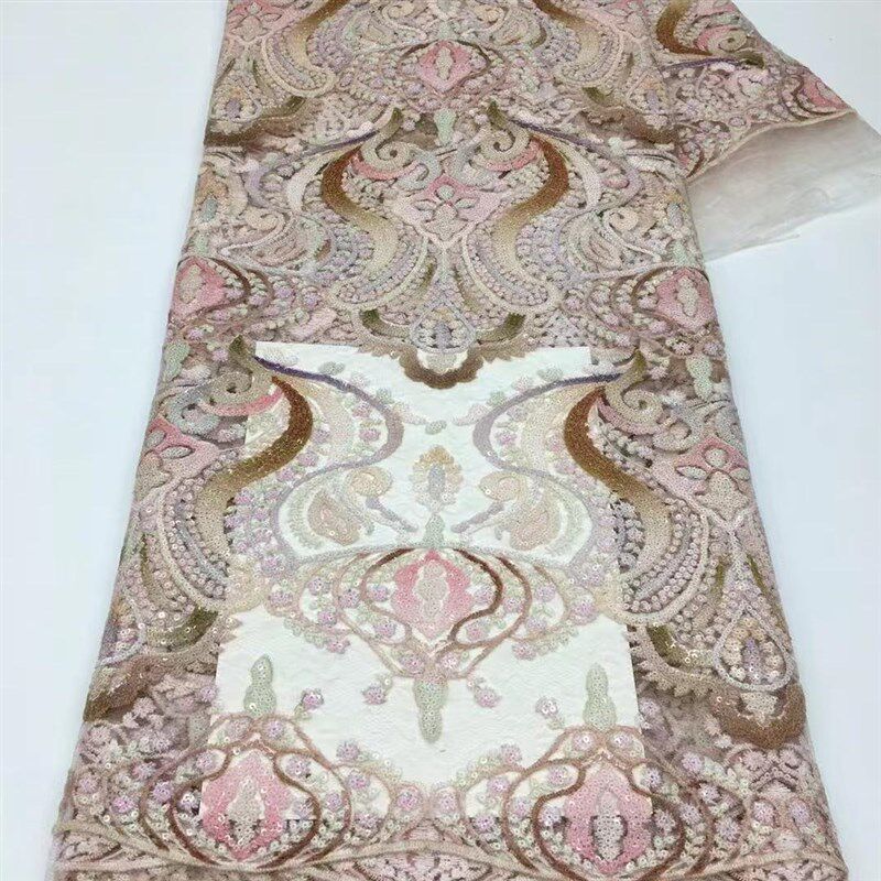 对称复古图腾绣亮片花边辅料欧美印花晚礼服婚纱R蕾丝面料布lace