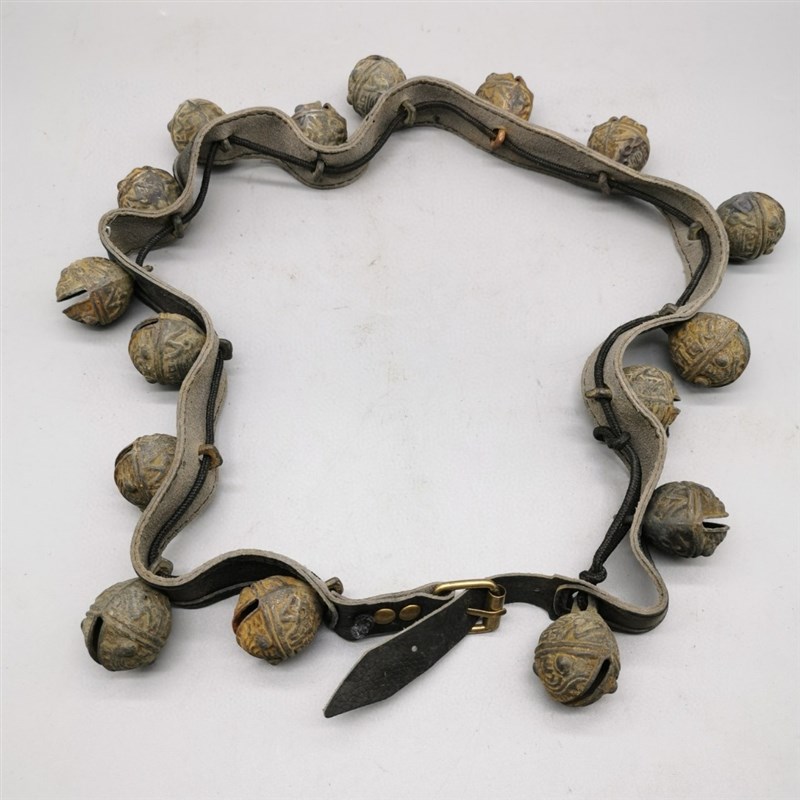 古玩杂项旧藏老铜骡马挂饰铃铛驴D马虎头铃铛骆驼铃铛16个一串