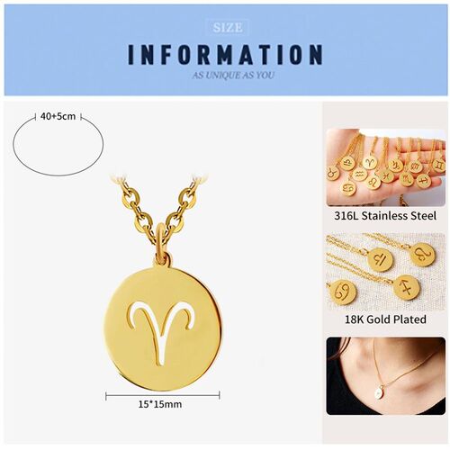 极速FINE4U 12 Zodiac Coin Pendant Necklace 31P6L Stainless S
