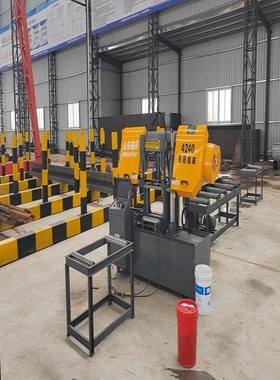 LY-4240卧式带锯机切割钢A筋铝材金属双立柱液压半自动小型锯床