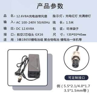 12V锂电池户外一体机充电器12.6V3串18650聚合物组三元电瓶专用5A