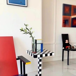 蒙德里安亚克力花瓶多功能简约yins现代撞色两用花器有机玻璃摆件