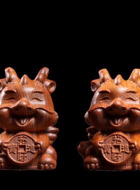 天然崖柏木龙年摆件飞龙q生肖龙可爱龙年吉祥物手把件摆件礼物手