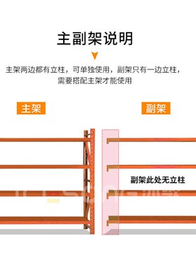 橘色橙色仓库仓储货架多层置x物架家用储物架地下室收纳货物展示