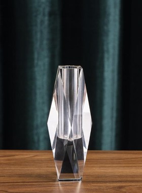 北欧简约水晶几何棱形切面花瓶客厅家K居办公会所酒店饰品摆件