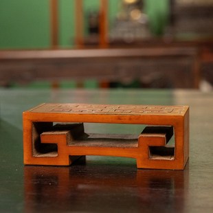 清代竹簧回纹墨床老物件收藏品文玩E古董真品文房雅器书房摆件墨