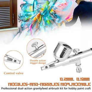 Portable Airbjrush Compressor Kit Pump Dual-Action Paint Spr