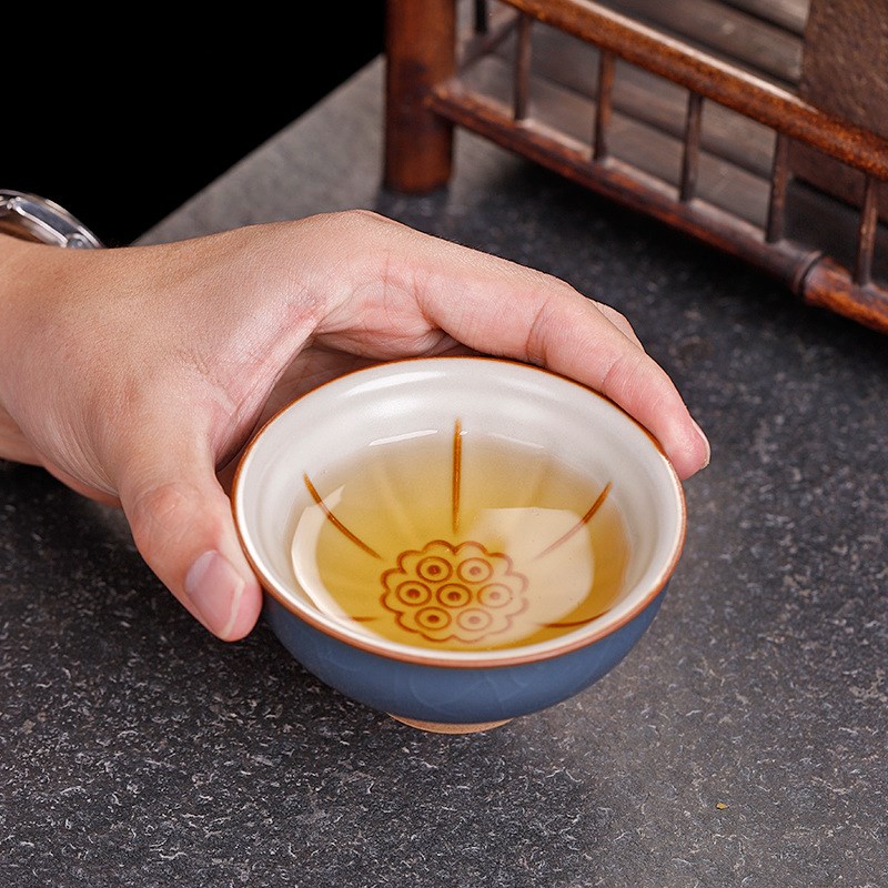 新款台湾柏韵汝窑主n人杯单杯冰裂釉开片茶盏陶瓷茶具品茗杯钧窑