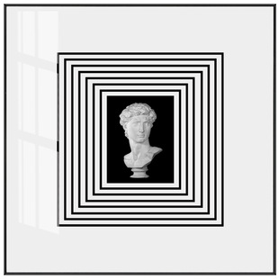 几何石膏人像后现代装饰画v肖像油画纯手绘北欧餐厅挂画玄关抽象