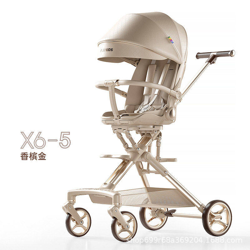 playkids普洛可遛娃神器景观溜轻便可坐躺儿童车双向婴儿车X6-5图片