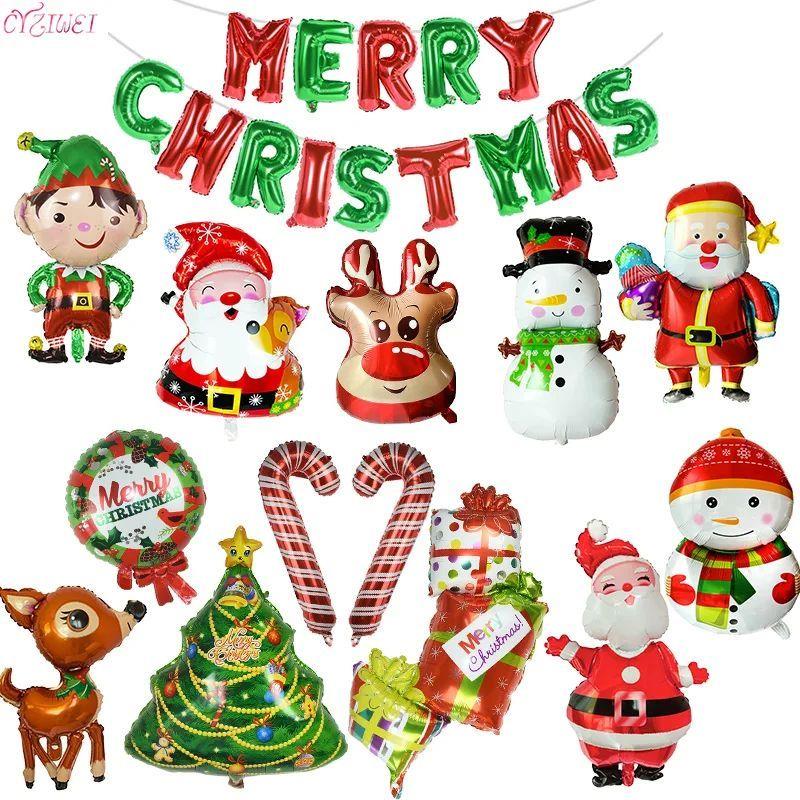 Merry Christmas Balloons Santa Claus Snowman Elk Globos DIY