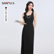 简约内搭背心裙圆领收腰长裙子女装 三福连衣裙2025新款 夏季 495724