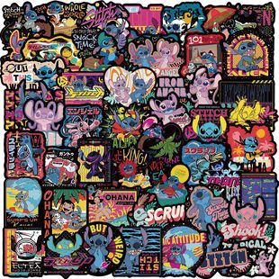 100张正版授权迪士尼史迪仔贴纸黑边史迪奇文创贴星际宝贝动画电影周边diy装饰手机壳笔记本平板水杯防水贴画