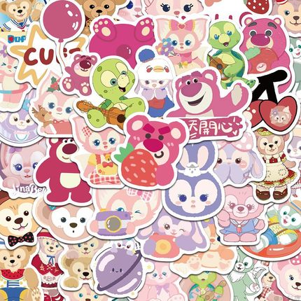 100张可爱熊贴纸迪士尼卡通角色动漫动画人物少女心贴纸儿童涂鸦手机壳笔记本电脑平板装饰防水贴纸