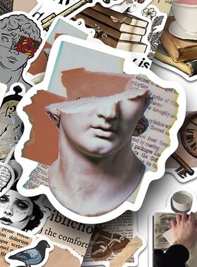 100张Dark Academia贴纸欧美风复古简约慵懒怀旧创意手账手机壳笔记本电脑平板diy装饰防水贴画