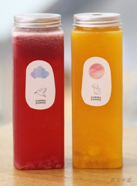 一次性方形瓶子petn果汁瓶外带塑料杯网红脏脏奶茶杯子500ml大容