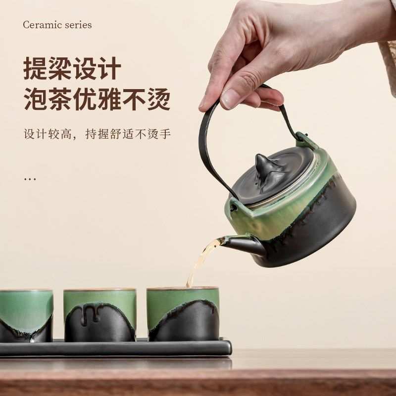 2025新款g窑变整套功夫茶具套装高档家用一壶四杯提梁壶泡茶礼盒,餐饮具,功夫茶具,淘宝优惠券,粉丝福利购,淘宝优惠卷