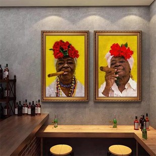 酒杯雪茄画工业风美式壁画复古z海报酒庄酒吧墙面装饰画雪茄吧挂