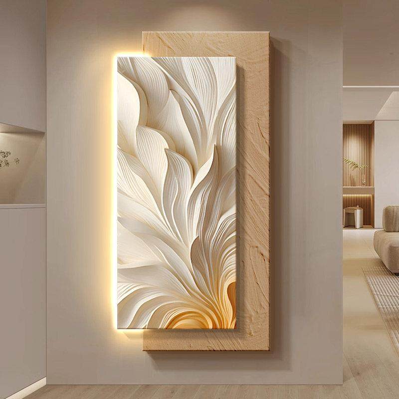 高级感立体发光玄关装饰画走廊过道挂画简约大气客厅入户墙壁灯画