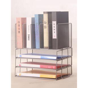 铁艺金属网格横向文件架立式文件框A4多层可叠加收纳架子办公文具