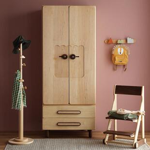 北欧全实木儿童衣柜男女孩卧室衣橱多功能组合储物收纳柜家用儿童