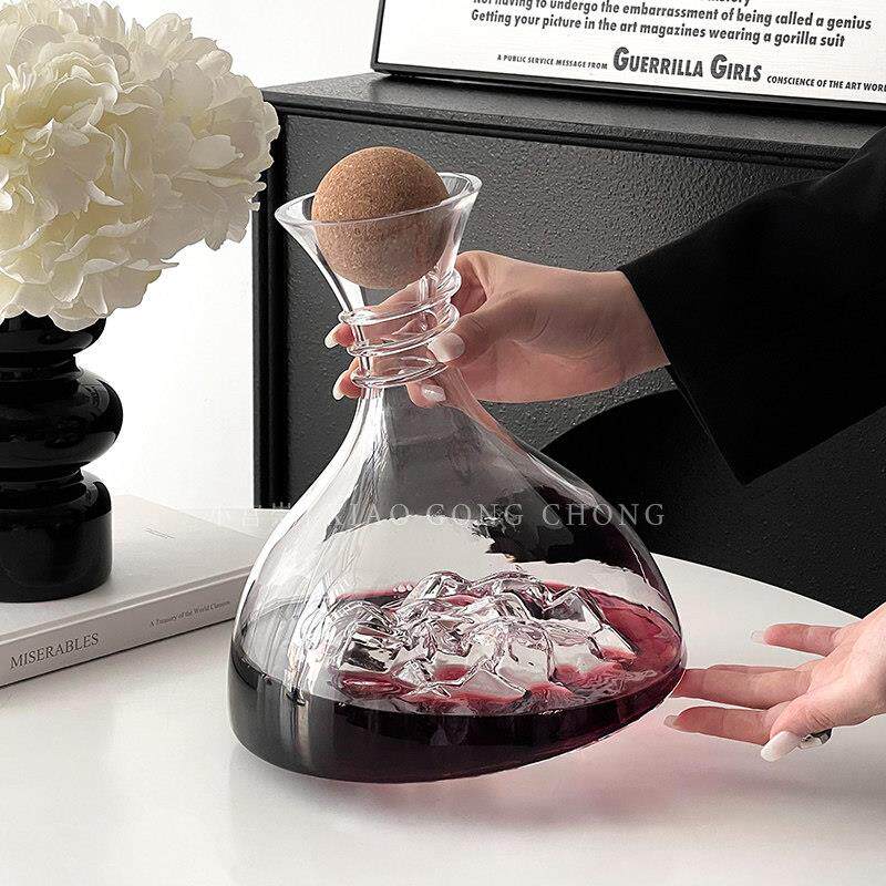 轻奢红酒醒酒器家用高级感冰块分酒器酒具组套高档玻璃洋酒高脚杯