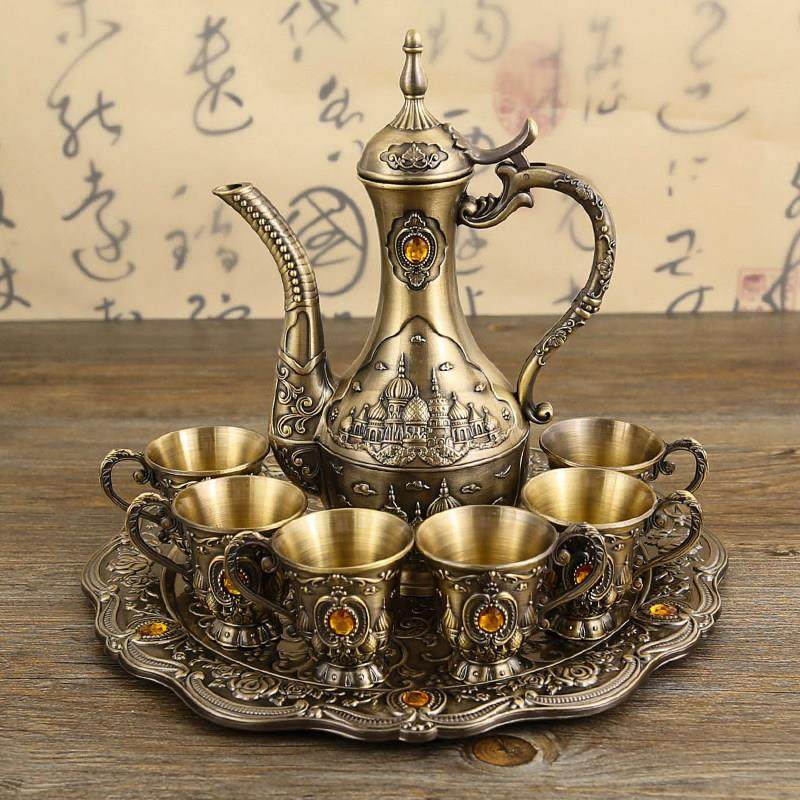 欧式白酒杯酒具带把家用铜酒杯青铜酒壶彷古创意拍摄道具一两酒杯,餐饮具,白酒杯,淘宝优惠券,粉丝福利购,淘宝优惠卷