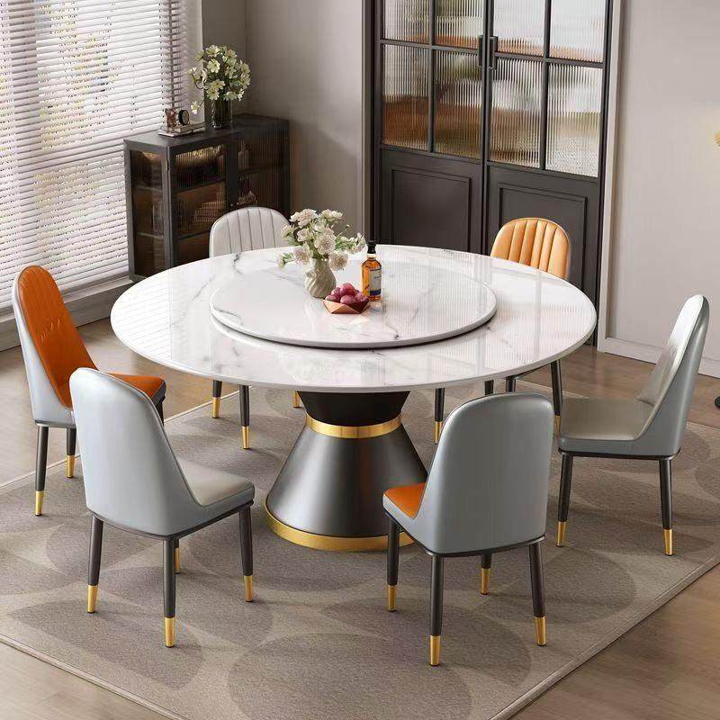 岩板餐桌简约圆形家用小户型大理石圆桌轻奢现代高端带电磁炉饭桌,住宅家具,岩板餐桌,淘宝优惠券,粉丝福利购,淘宝优惠卷