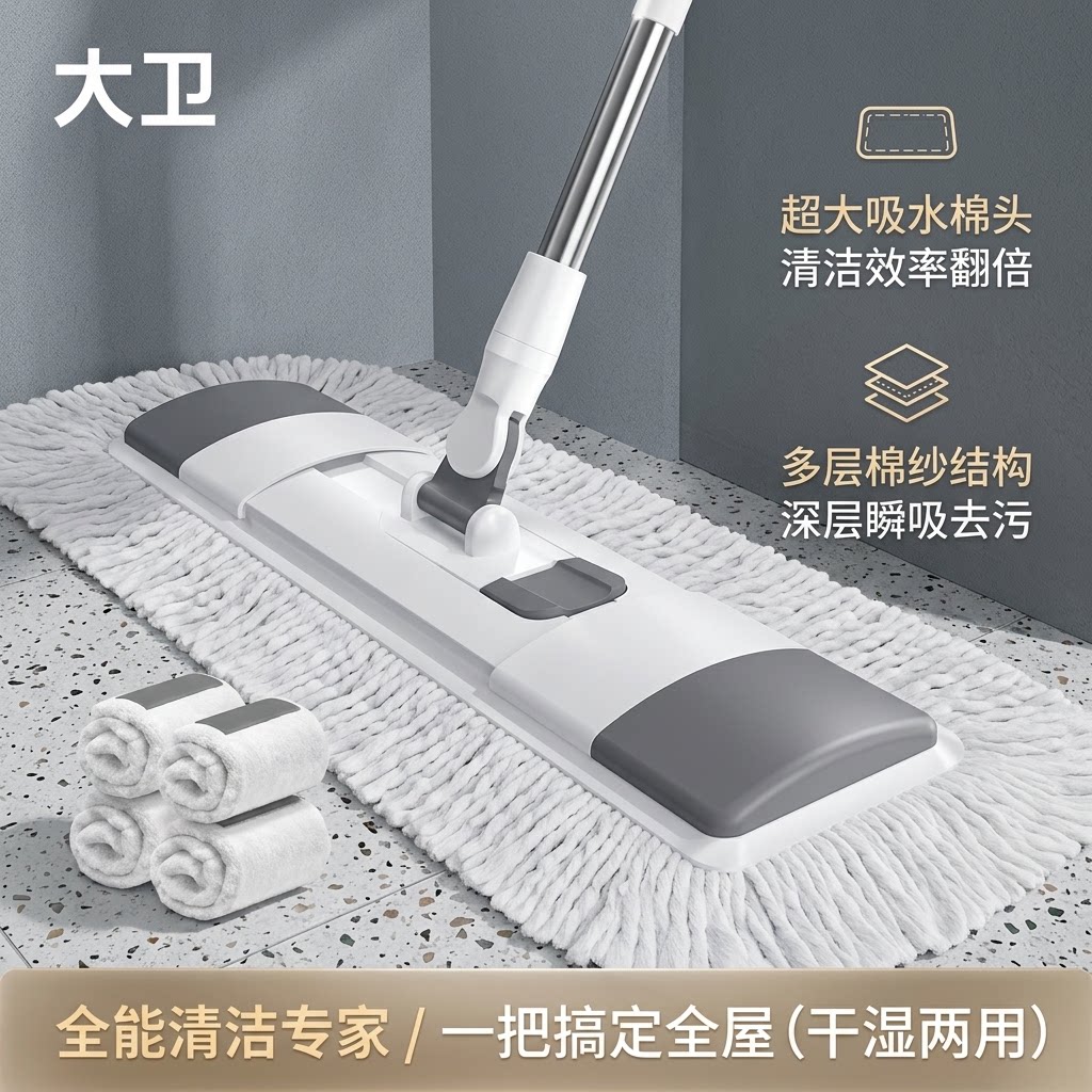 大卫拖把一拖地净尘推排拖拖把