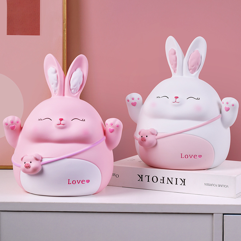 新款兔年存钱罐少儿玩具储蓄罐男女礼品零钱罐攒钱罐工搪胶工艺