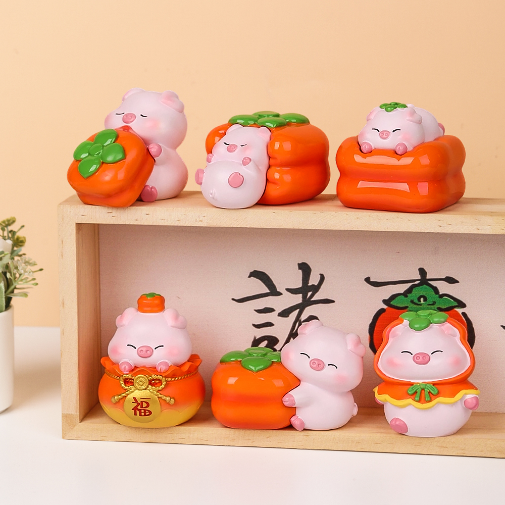小猪猪柿柿如意摆件治愈系礼物女