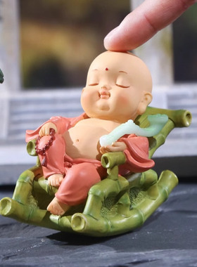 小和尚，大肚子，弥勒佛像饰品，禅笑佛茶几，桌面小弥勒躺椅，寺