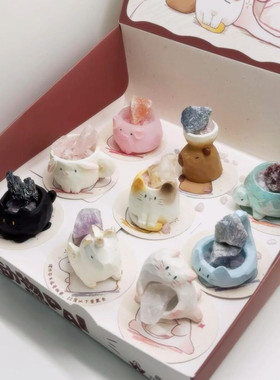 动物PAL水晶盲盒猫猫工位桌面摆件装饰创意新年礼物治愈系小礼品